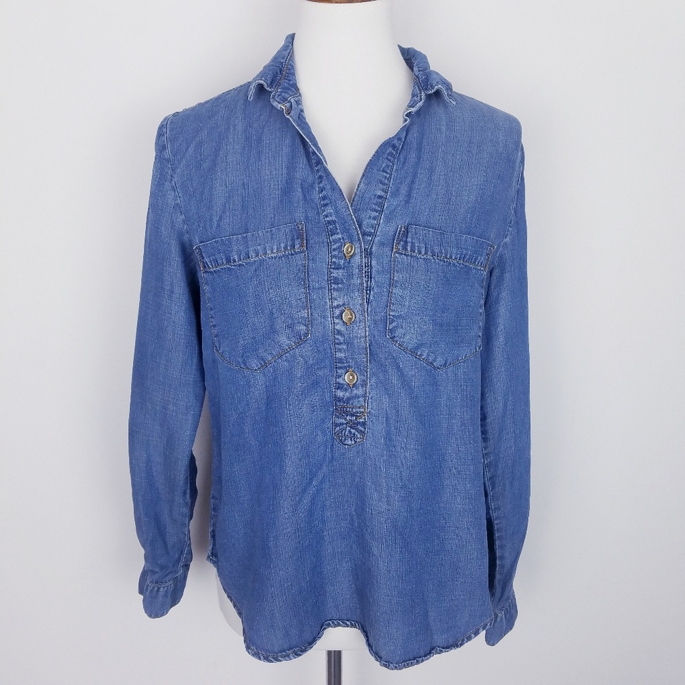 Cloth & Stone Chambray Pop Over Button Down Shirt